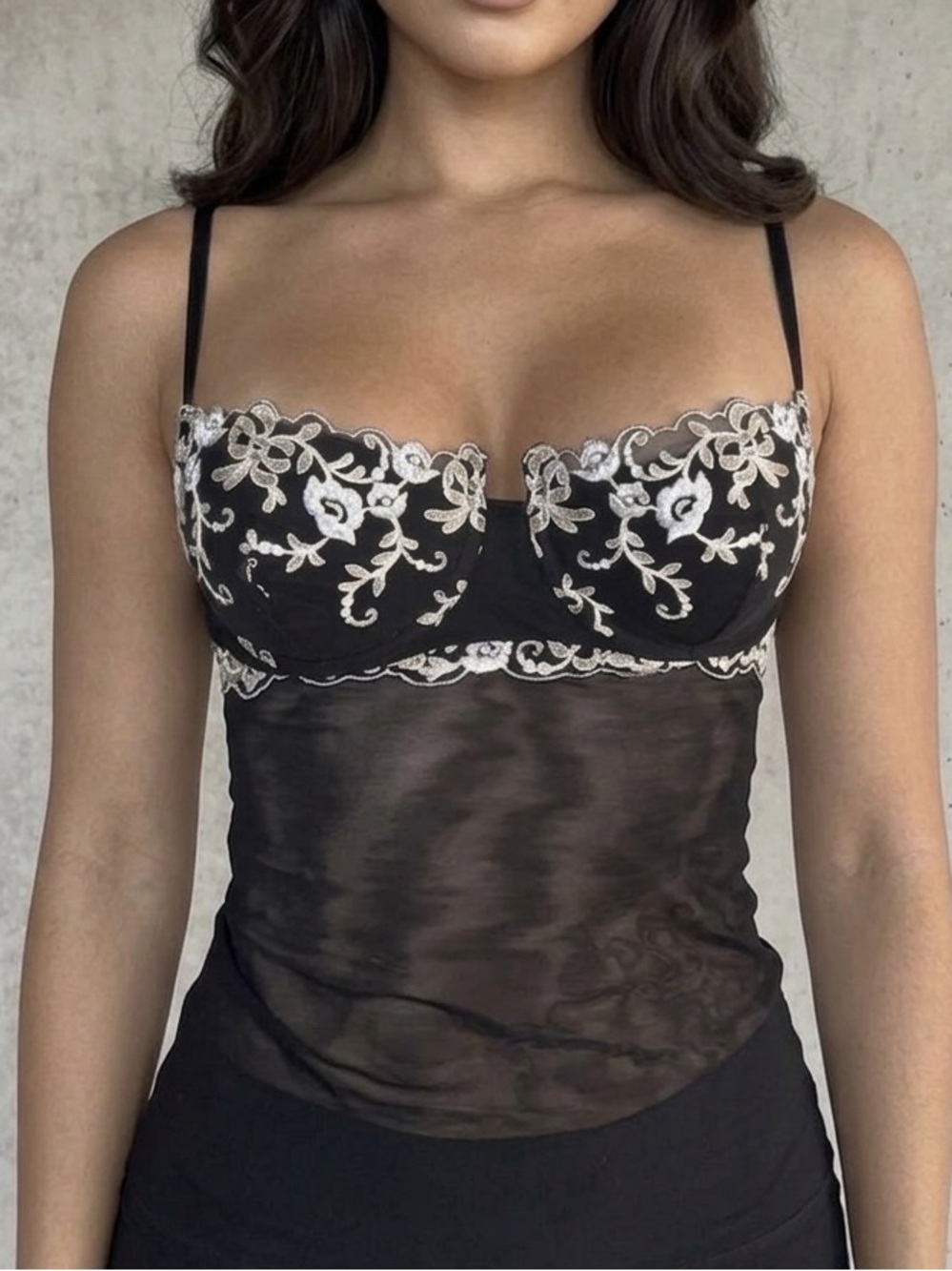 New La Perla Elegant Black and Cream corset and panties Set